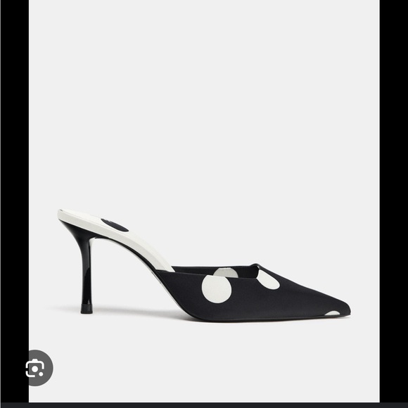 ZARA POLKA DOT SATIN-EFFECT SLINGBACK HIGH HEELS - Picture 13 of 13